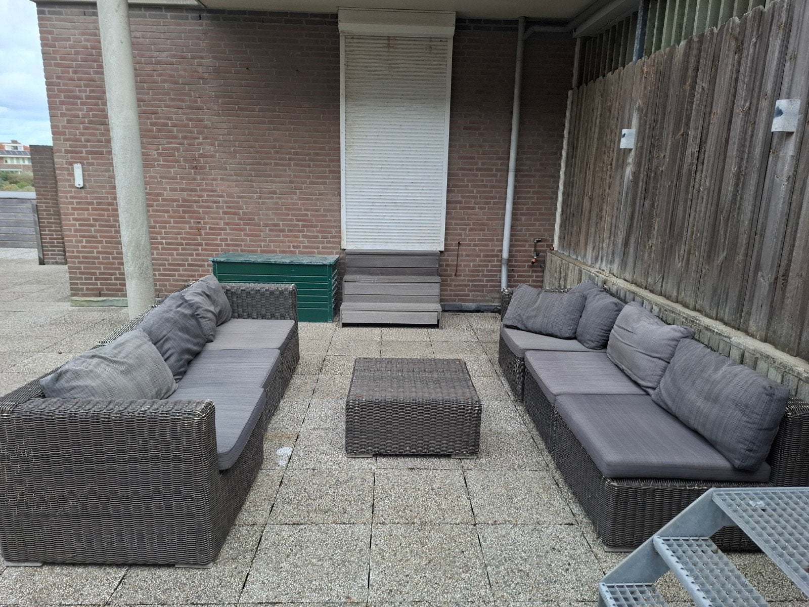 Loungeset met Kussens - Grijs, Ophalen, Gebruikt