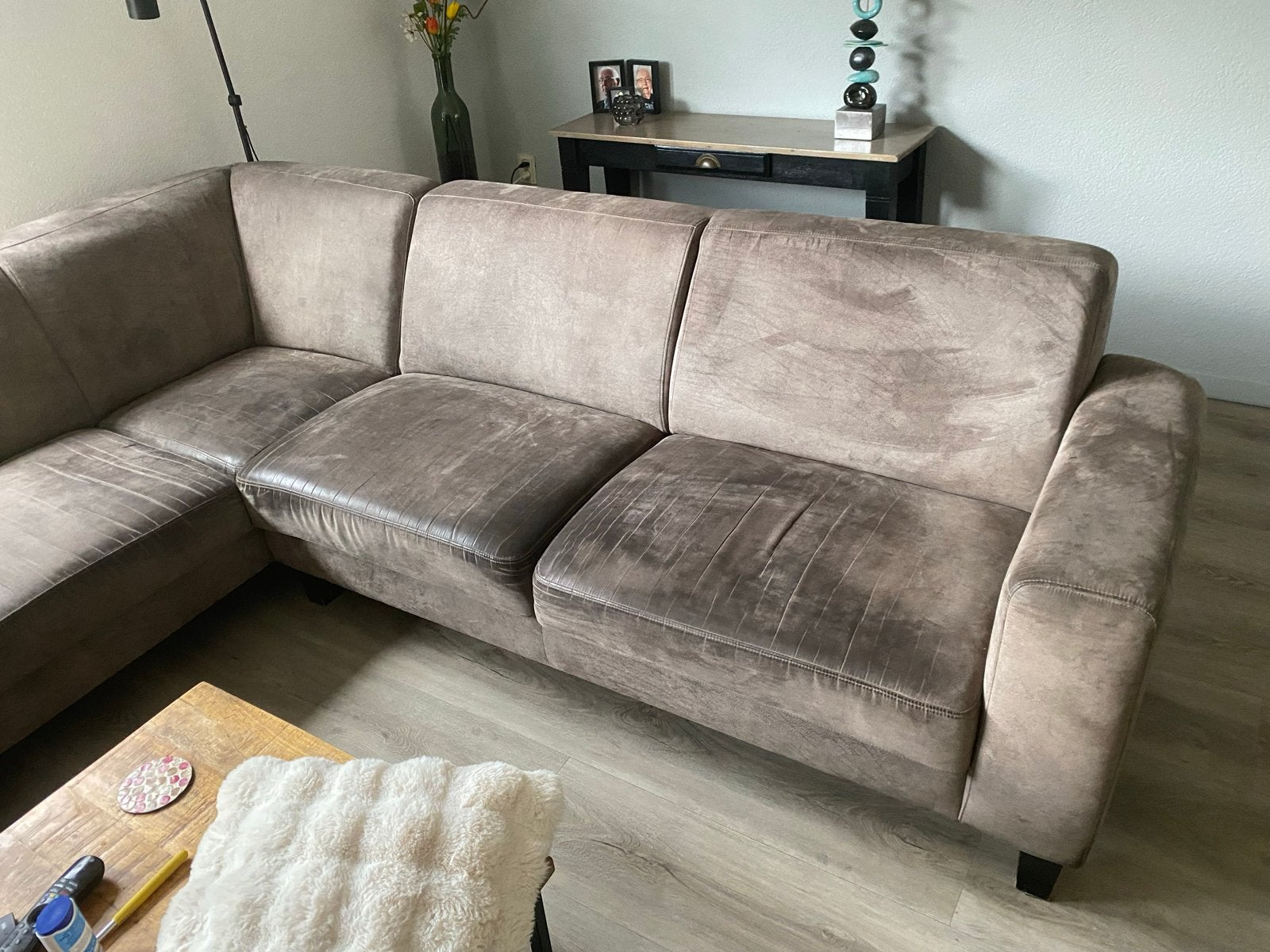 Grote hoekbank, comfortabel en ruim, Ophalen, Gebruikt, 100 tot 125 cm, Hoekbank