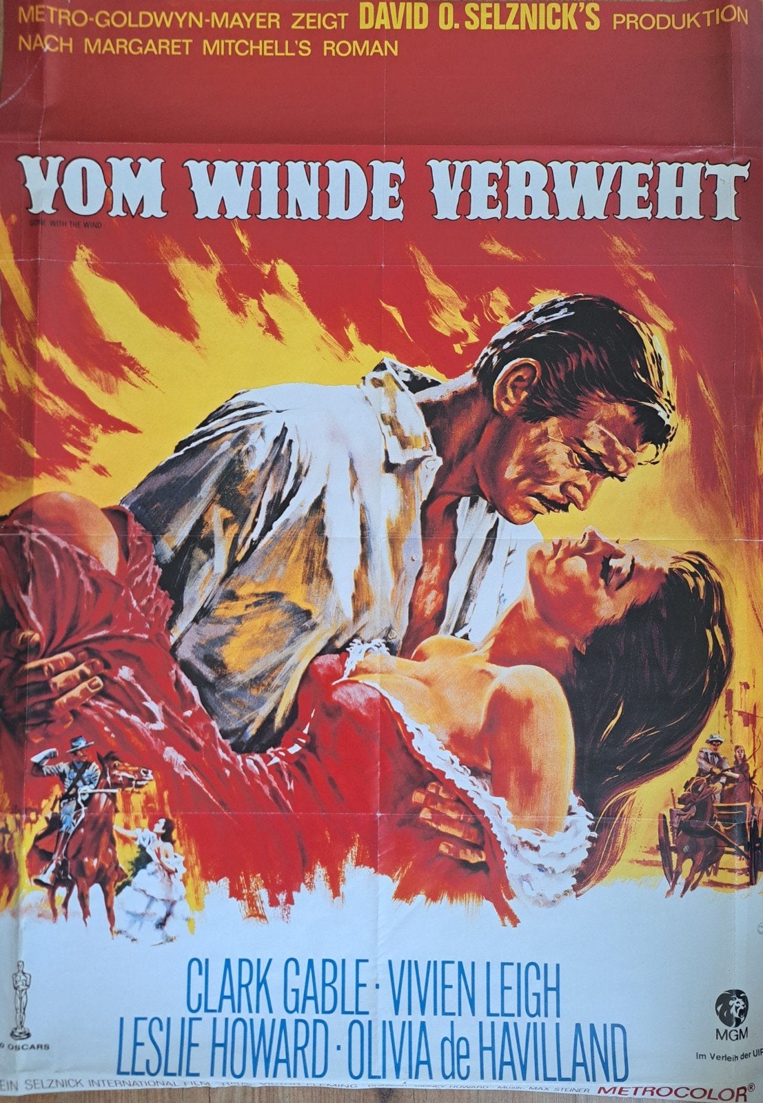 Duitse Gone with the wind poster uit 1989, Ophalen of Verzenden, Gebruikt, A1 t/m A3, Film en Tv