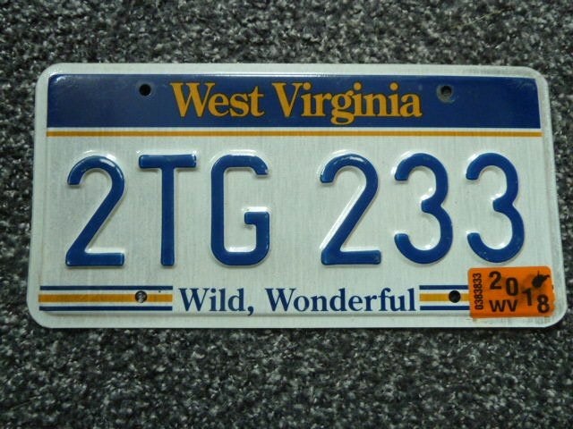 Kentekenplaat licenseplate West Virginia 1 USA, Verzenden, Gebruikt, Auto's