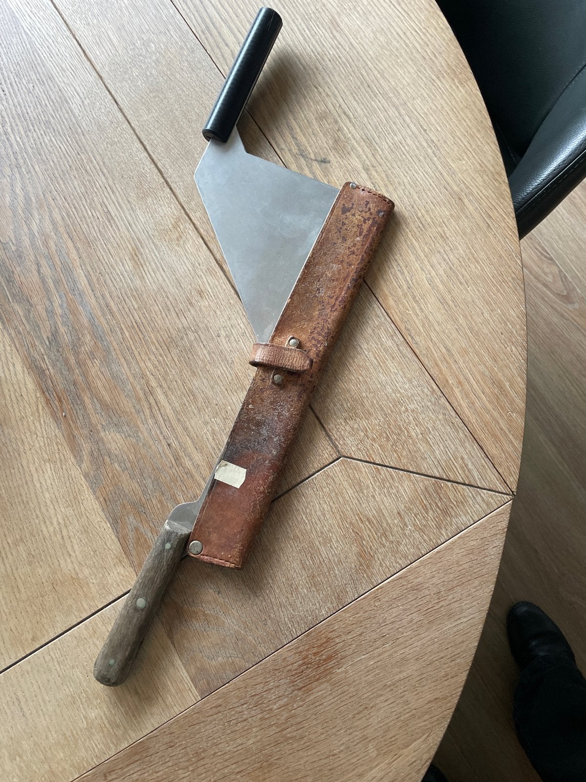 Vintage kaasmes met Leren Schede, Antiek en Kunst, Ophalen of Verzenden