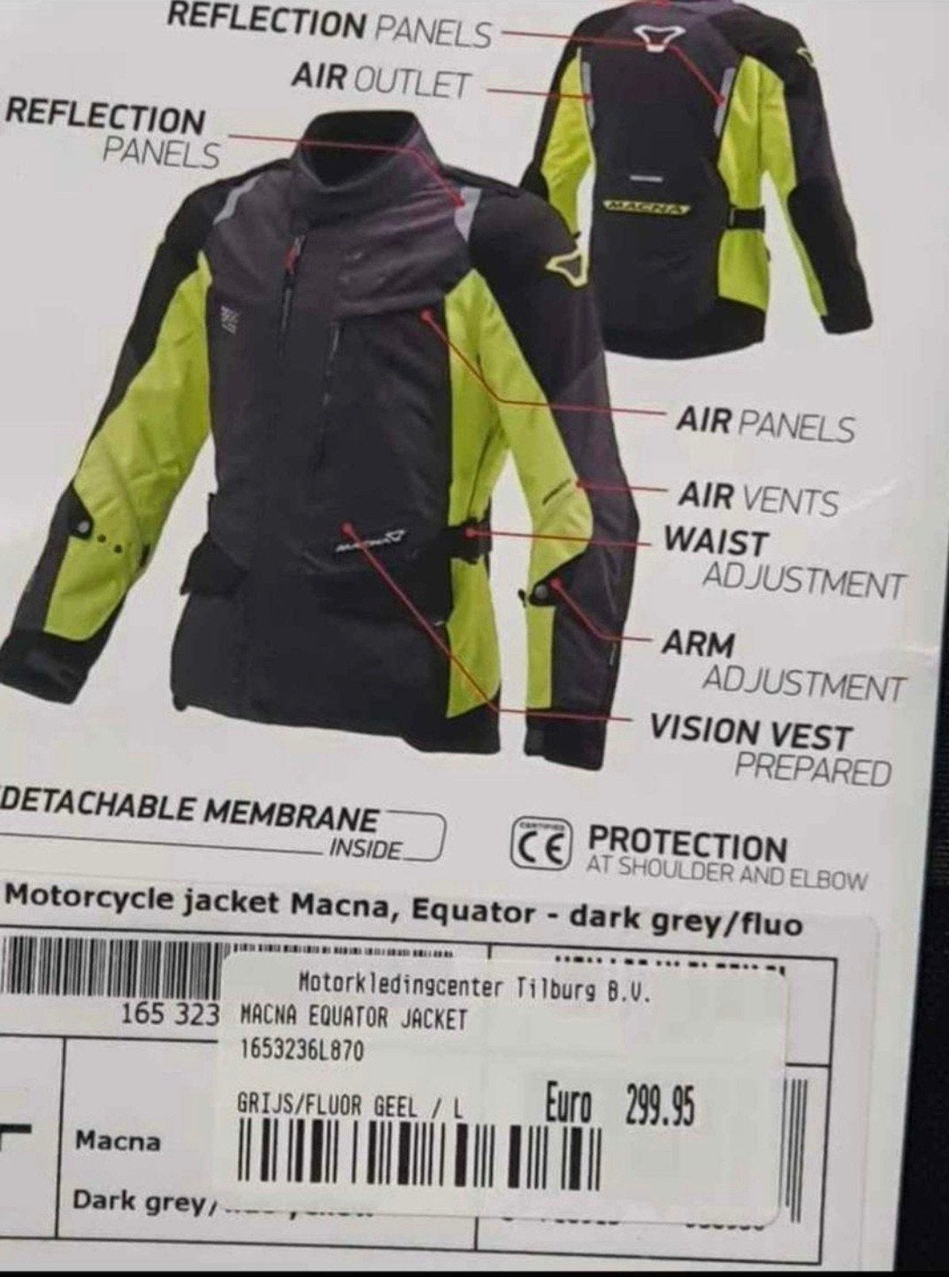 Nieuwe Macna Equator motorjas, maat L, met prijskaartjes, Nieuw met kaartje, Jas | textiel, Heren, Ophalen of Verzenden