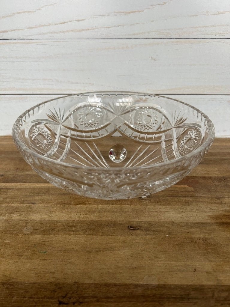 Vintage kristallen schaal op drie pootjes 20cm, Ophalen of Verzenden