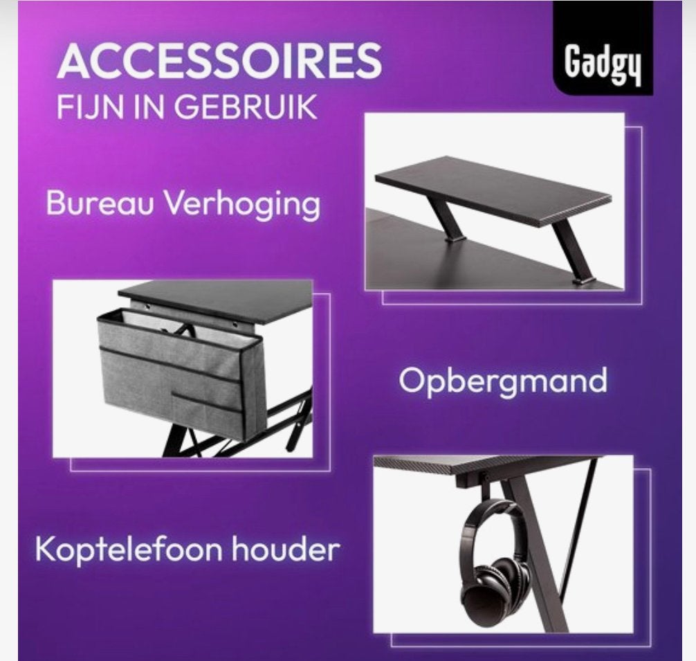 Mooi strak gamingbureau / hoek model, Huis en Inrichting, Bureaus, Ophalen, Demontabel, Zo goed als nieuw, Modern