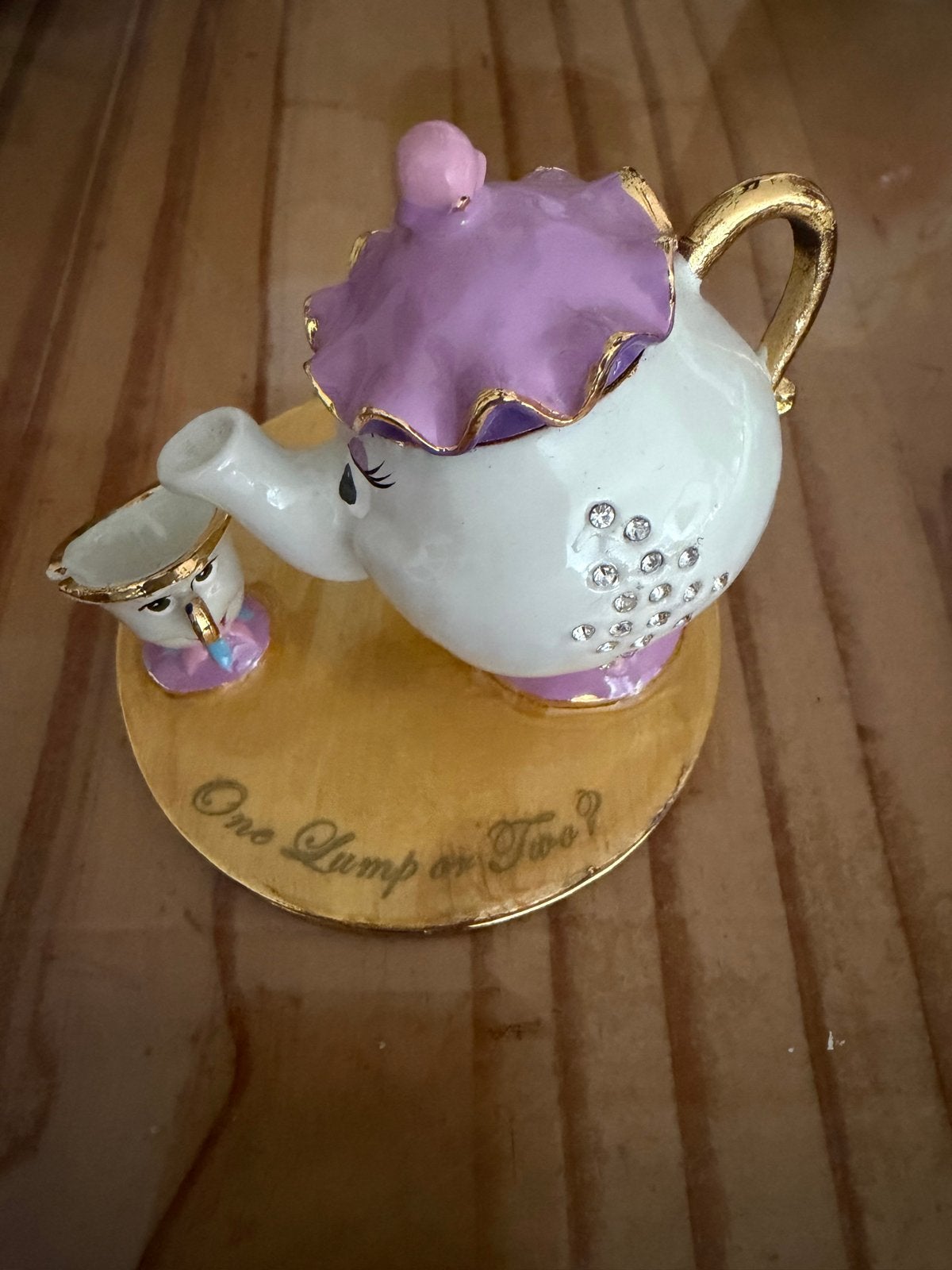 Disney Belle en het Beest Mevrouw Theepot en Barstje beeldje, Ophalen, Assepoester of Belle, Zo goed als nieuw, Beeldje of Figuurtje