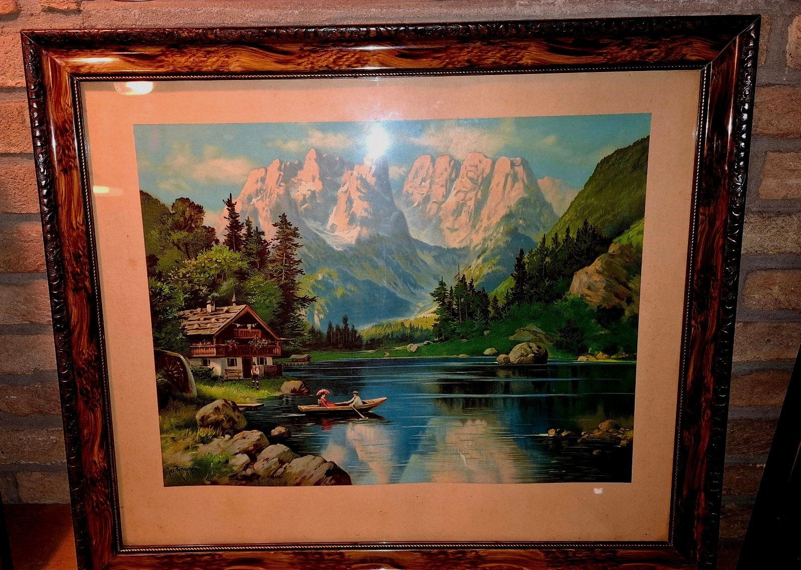 2 x Oud schilderij Jos Ringeisen - Berglandschap met meer, Gedateerd, Ophalen of Verzenden, Landschap, Olieverf