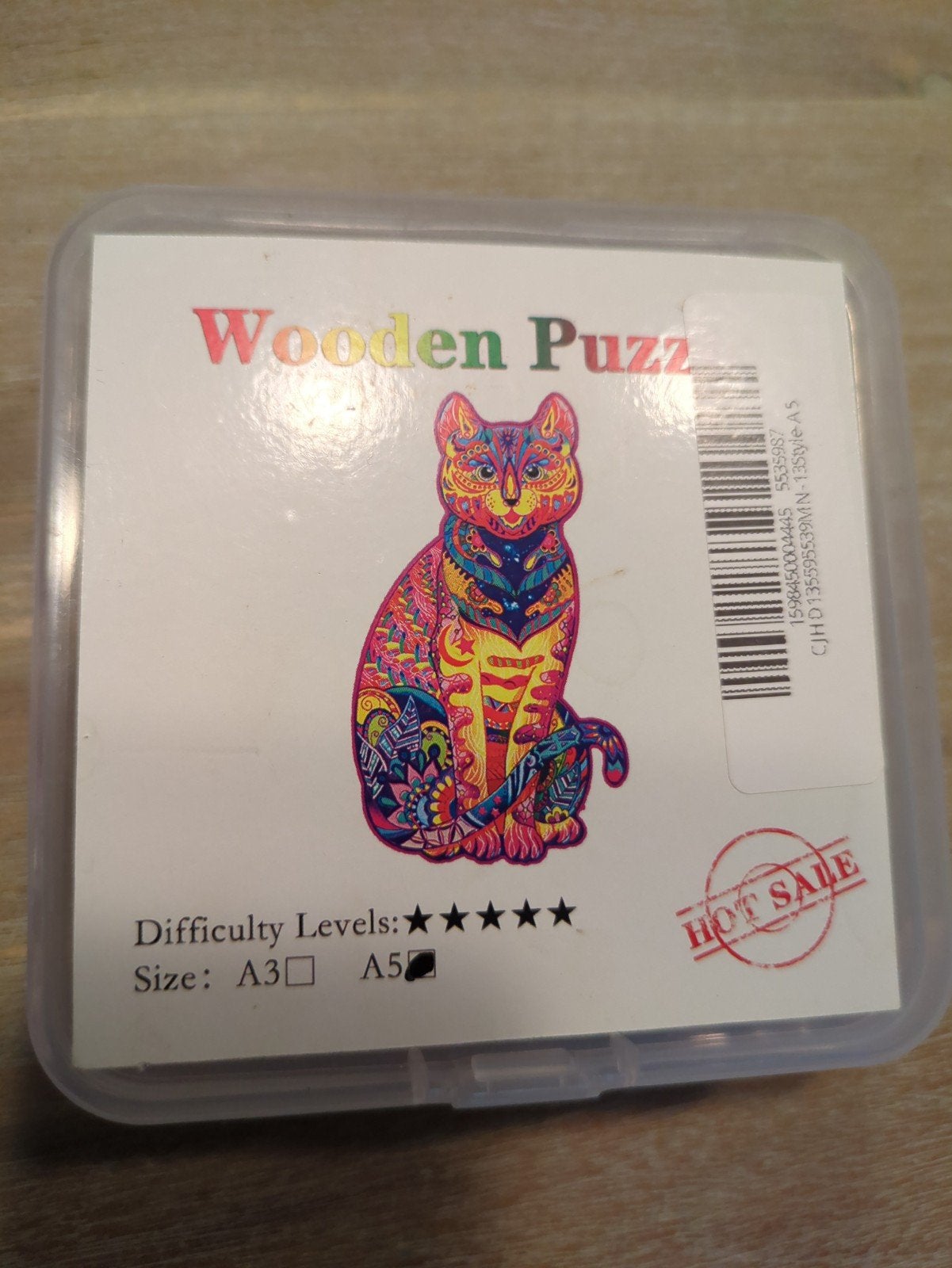 Wooden puzzle kat A5, Hobby en Vrije tijd, Denksport en Puzzels, Ophalen of Verzenden