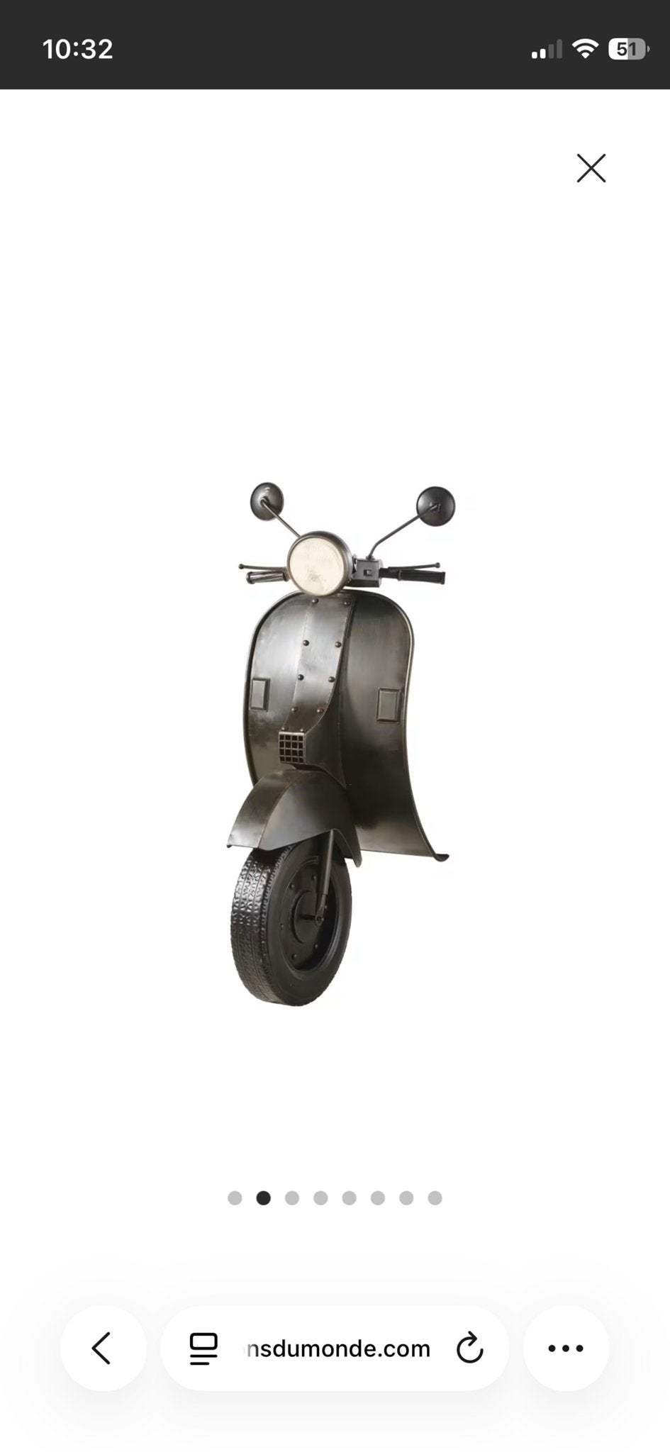 Wanddecoratie scooter Maisons Du Monde - Nieuw in verpakking, Ophalen, Metaal, Wandsculptuur, Zwart