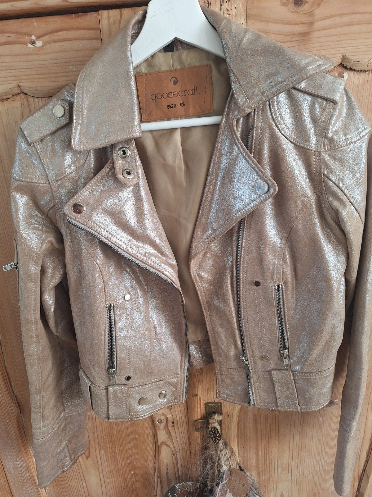 goosecraft biker jack leer, Ophalen of Verzenden, Zo goed als nieuw, Maat 38/40 (M), Zwart