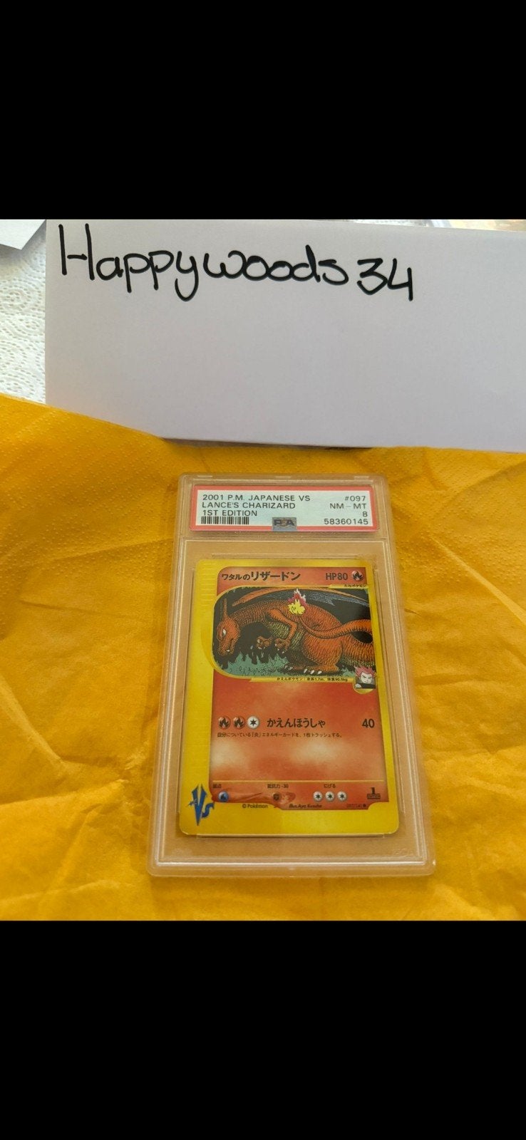 Pokémon Kaart: 2001 Lance's Charizard (Japans) PSA 8, Ophalen of Verzenden, Zo goed als nieuw, Losse kaart