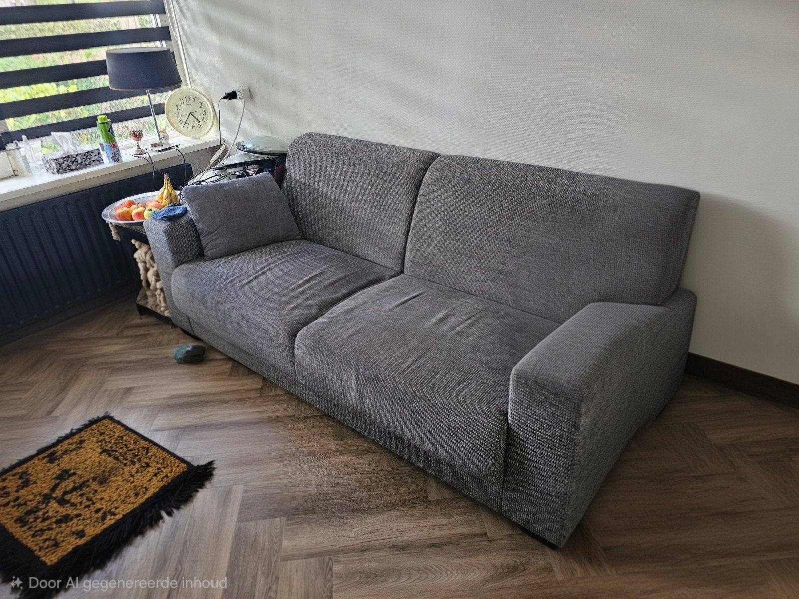 Grijze bank 197cm zonder kussens, Ophalen, Gebruikt, 150 tot 200 cm, Tweepersoons