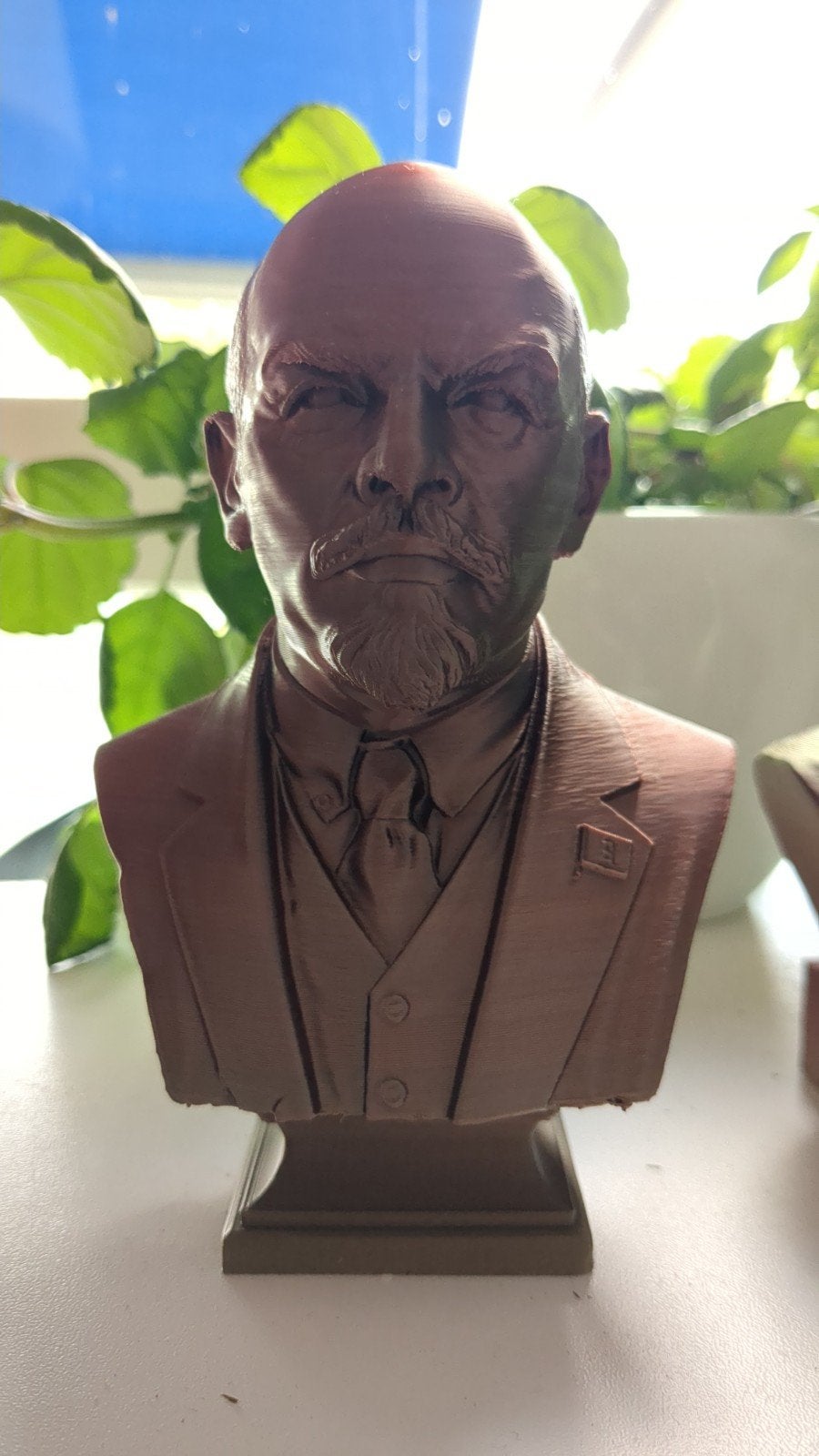3D Geprinte Buste Vladimir Lenin - Rood Koper Look, Ophalen of Verzenden, Kunststof, Buste, Minder dan 20 cm