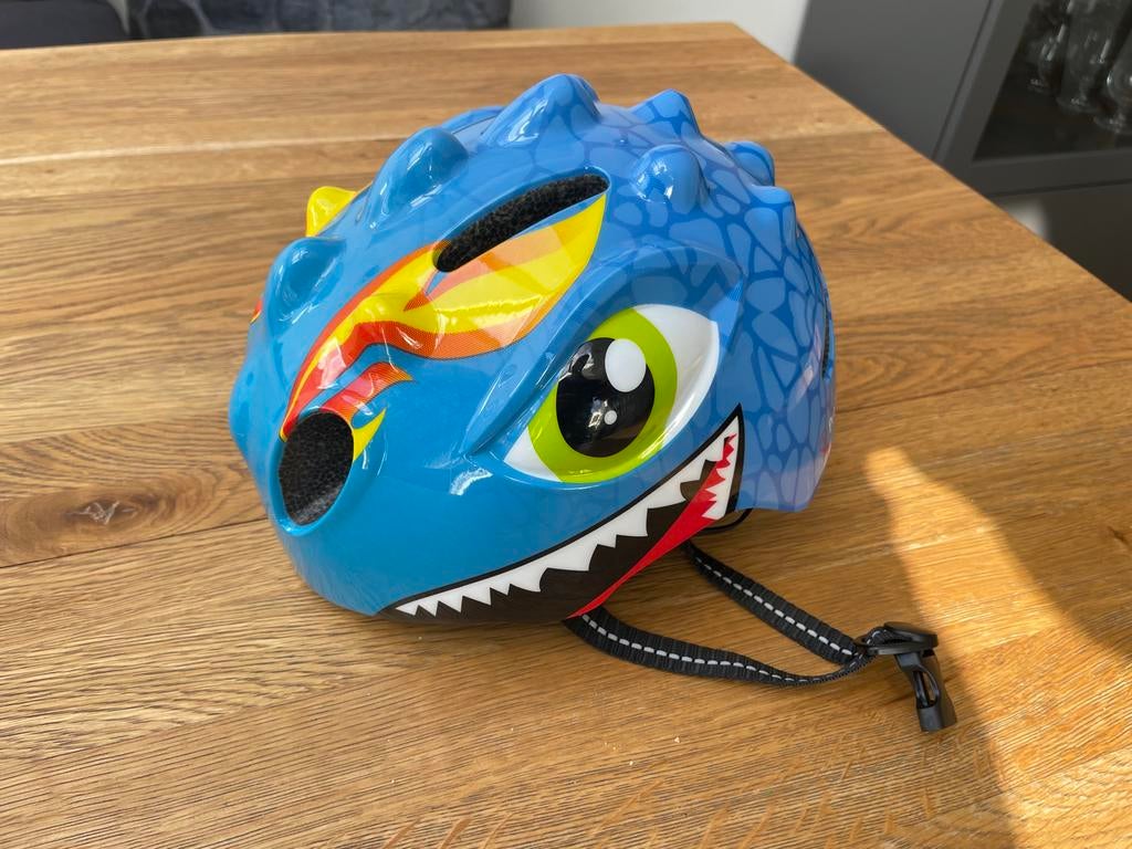 Fietshelm Kinderen jongens Blauw Kinderhelm Dino M/L 52-56cm, Ophalen of Verzenden, Gebruikt, M, Jongen of Meisje