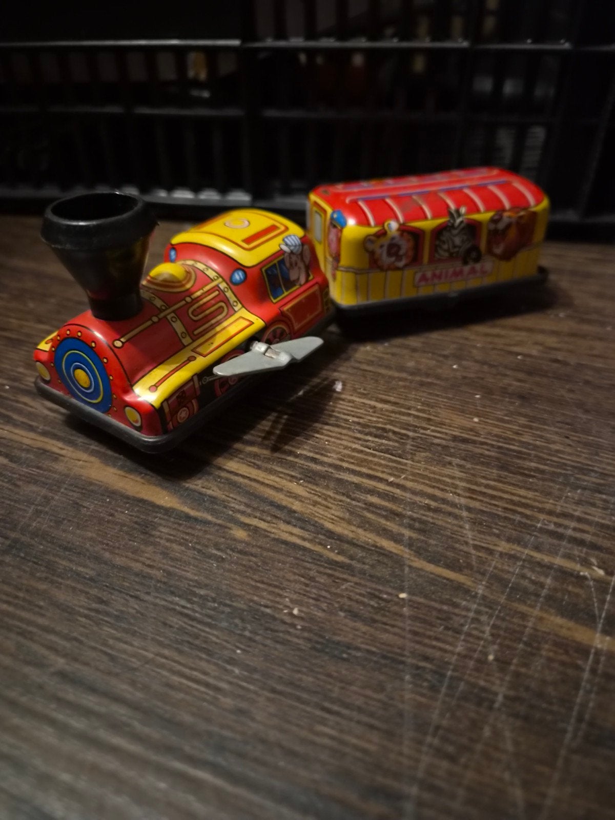 Vintage Opwindtrein met Wagon - Blikken Speelgoed, Ophalen of Verzenden, Gebruikt