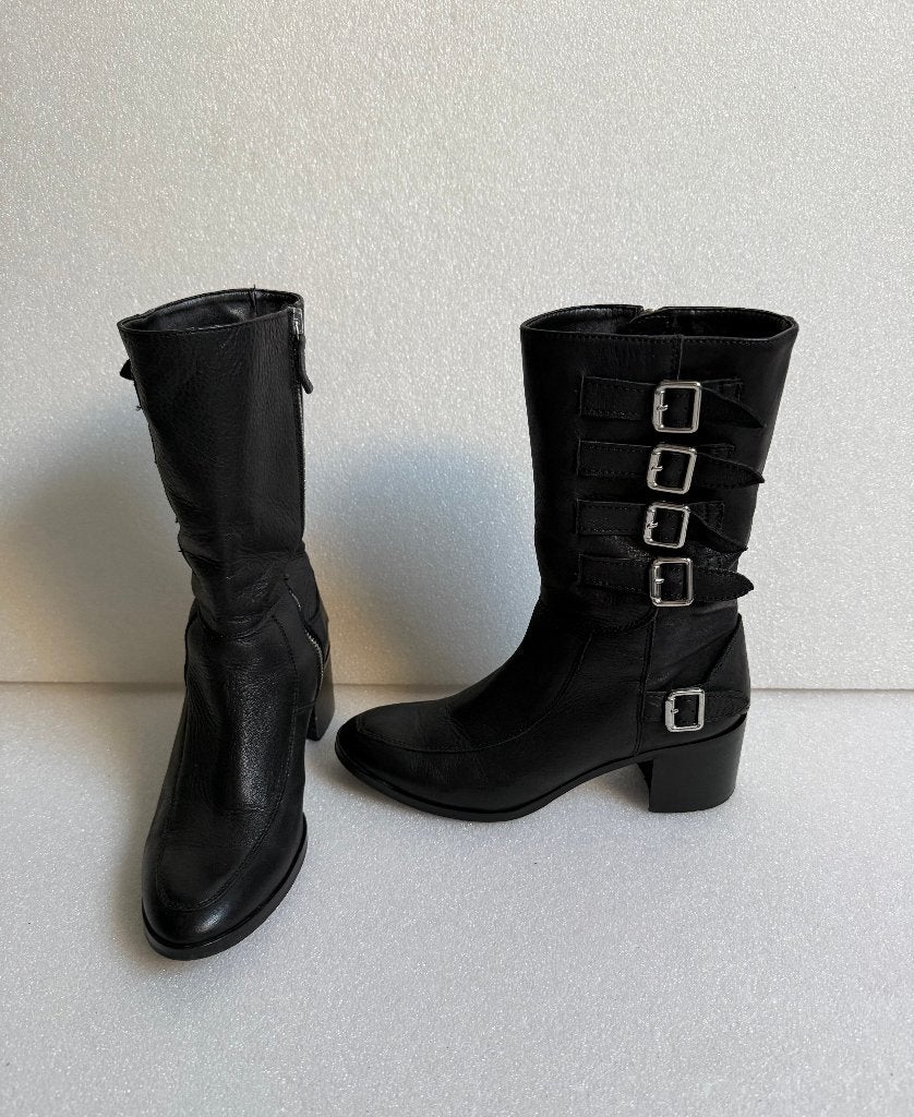 zwart leren Zara enkellaarsjes maat 38, Lage of Enkellaarzen, Ophalen of Verzenden, Gedragen, Zara