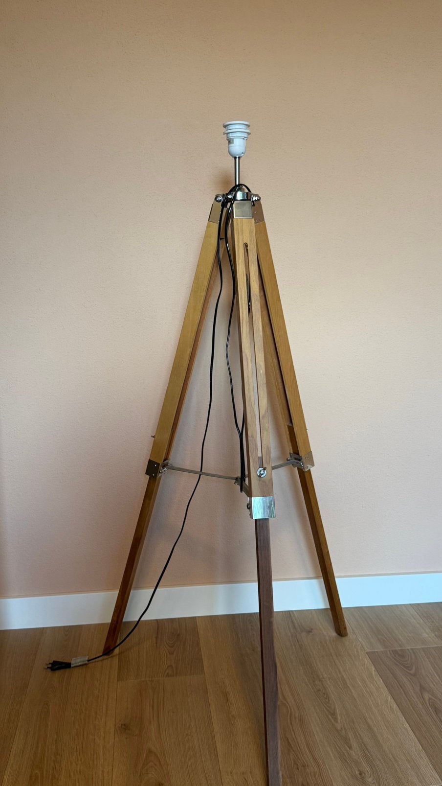 Houten lamp, Ophalen, 100 tot 150 cm, E27 (groot), Zo goed als nieuw