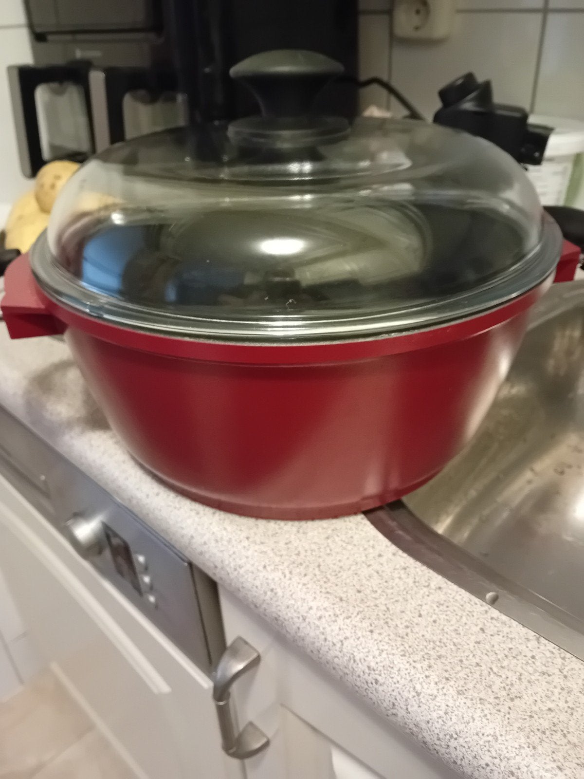 Rode kookpan met glazen deksel gratis af te halen, Ophalen, Overige materialen, Gebruikt, Kookpan
