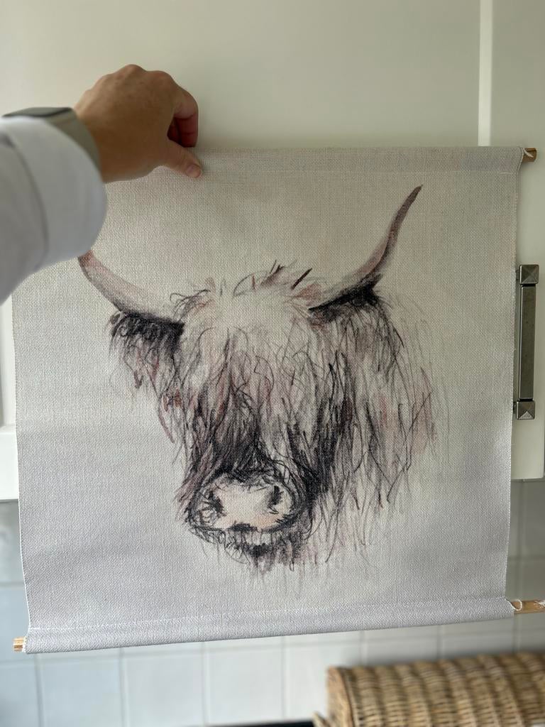 Wandkleed Schotse Hooglander - Sfeervolle Wanddecoratie, Meerkleurig, Ophalen of Verzenden, Zo goed als nieuw, Wandkleed