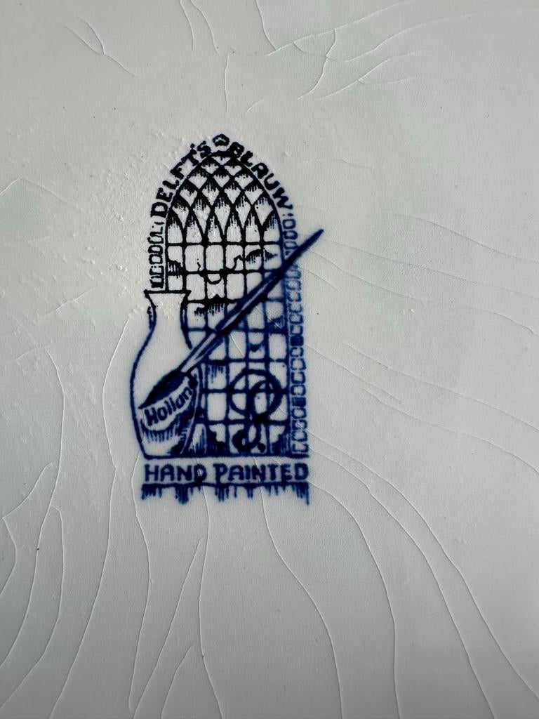 Delfts Blauw handgeschilderde koektrommel met wintertafereel, Ophalen of Verzenden