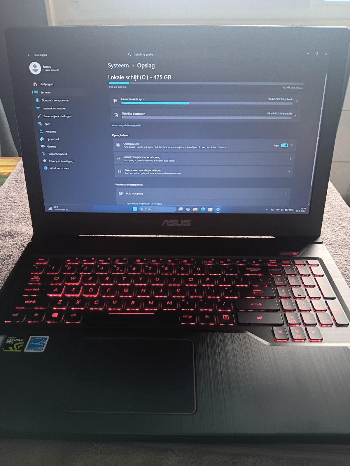 asus tuf gaming laptop, Computers en Software, Windows Laptops, Ophalen, Met videokaart, Zo goed als nieuw, Gaming