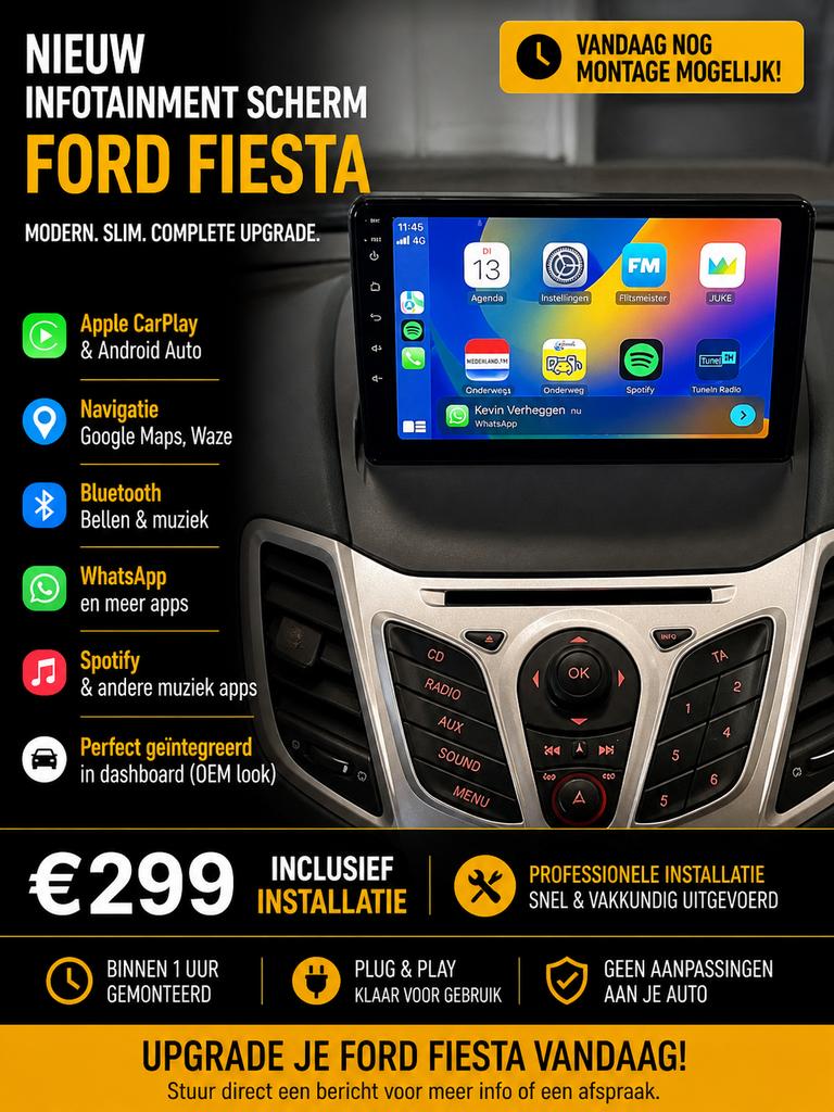 Infotainment Systeem Ford Fiesta - CarPlay & Android A, Auto diversen, Autoradio's, Ophalen of Verzenden, Nieuw