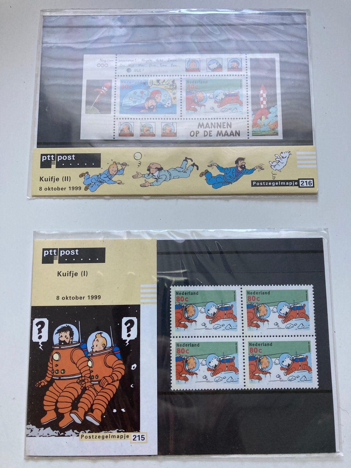 Originele PTT post Kuifje postzegels - mannen op de maan, Postzegels en Munten, Postzegels | Volle albums en Verzamelingen, Ophalen of Verzenden