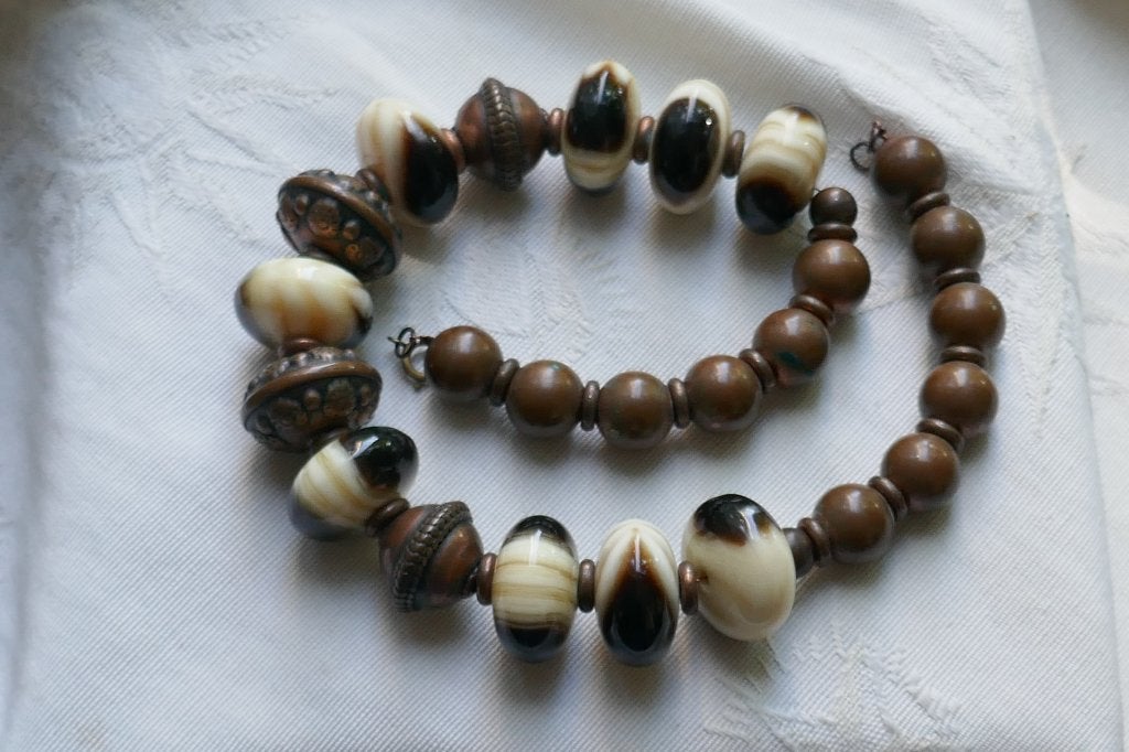 Uniek Vintage Collier   -  met buffel hoorn, Verzenden, Zo goed als nieuw, Overige kleuren, Overige materialen