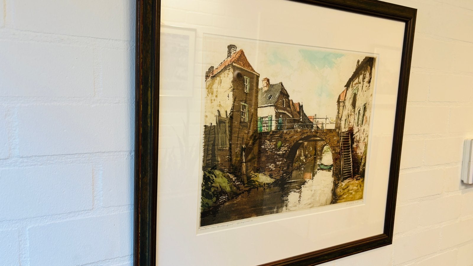 Schilderij Hendrik de Laat - Binnenstad Den Bosch, Antiek en Kunst, Ophalen of Verzenden, Stadsgezicht, Ingelijst, 1900 - 1949