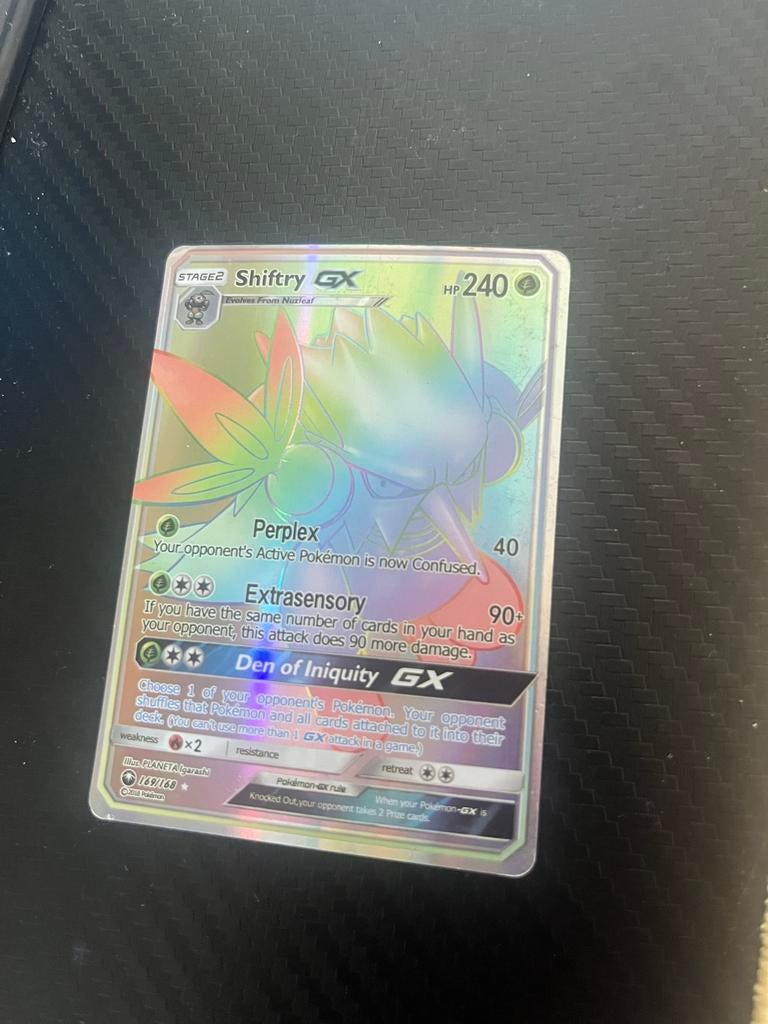 Shiftry GX Full Art Rainbow Rare Pokémon Kaart, Ophalen of Verzenden, Zo goed als nieuw, Losse kaart, Foil
