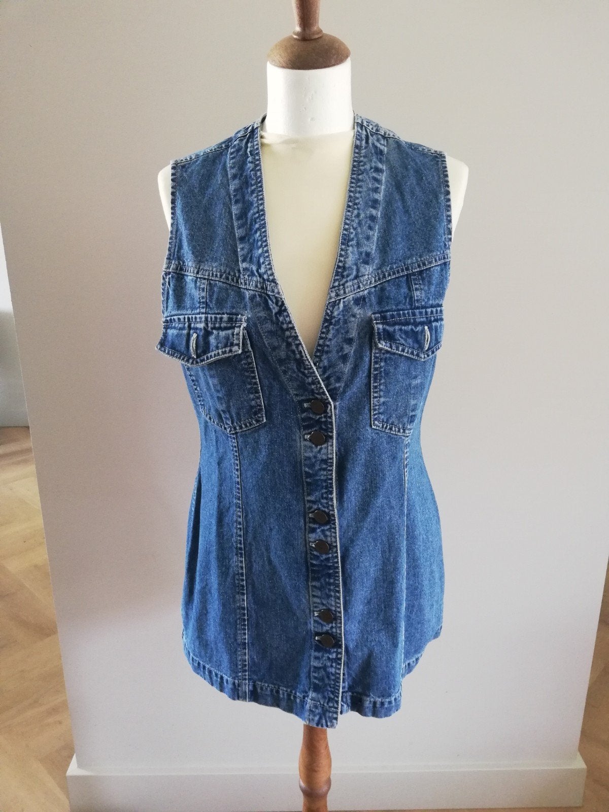 Spijkerstof gilet in maat M van Double Face., Maat 38/40 (M), Blauw, Ophalen of Verzenden, Zo goed als nieuw