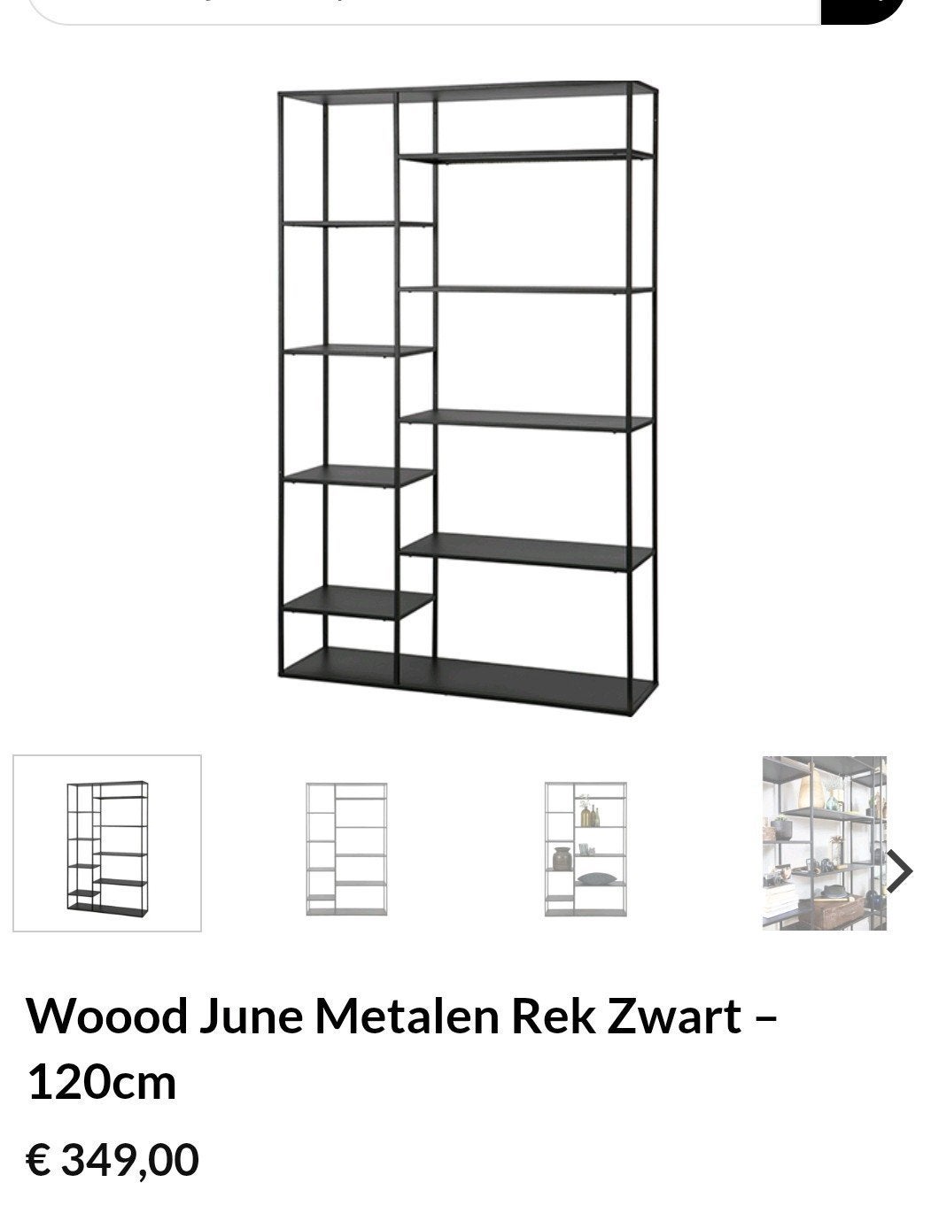 Hoge zwarte vakkenkast WOOOD June, Ophalen, Zo goed als nieuw