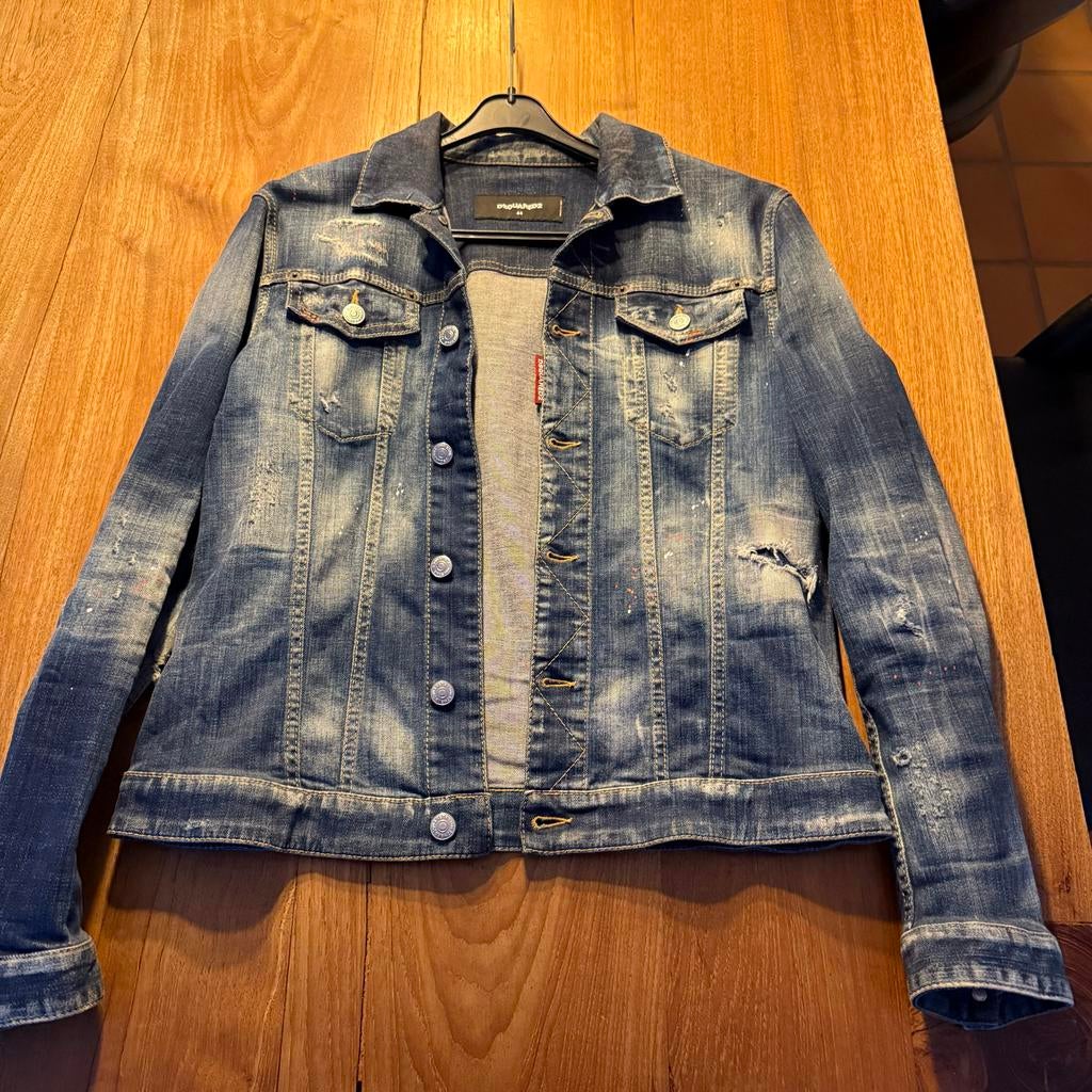 Dsquared2 Spijkerjas Maat 44 - Zo Goed als Nieuw, Ophalen of Verzenden, Zo goed als nieuw, Blauw, W32 (confectie 46) of kleiner