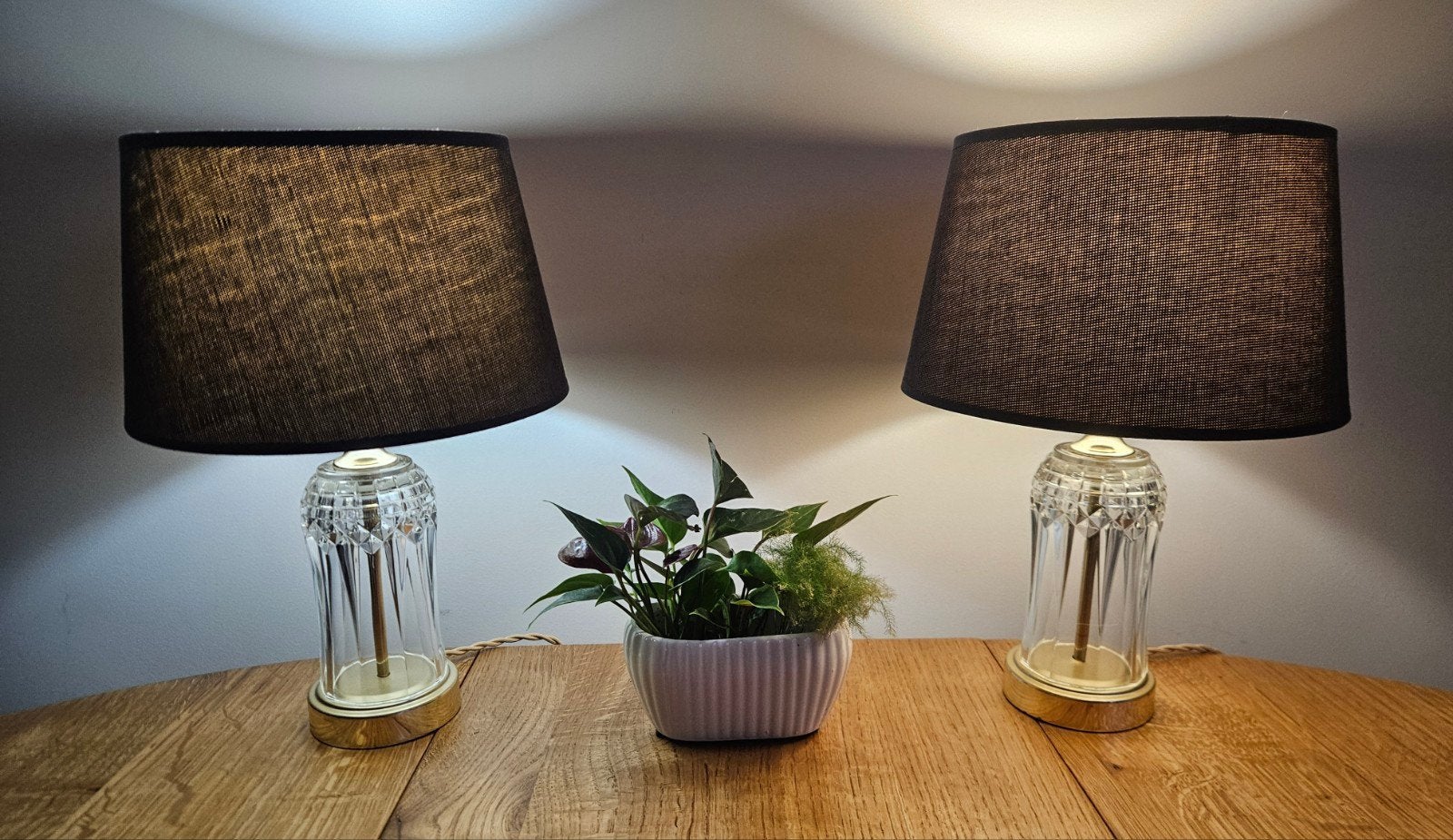 Retro glazen tafellampen (set van 2), Ophalen of Verzenden, Rond