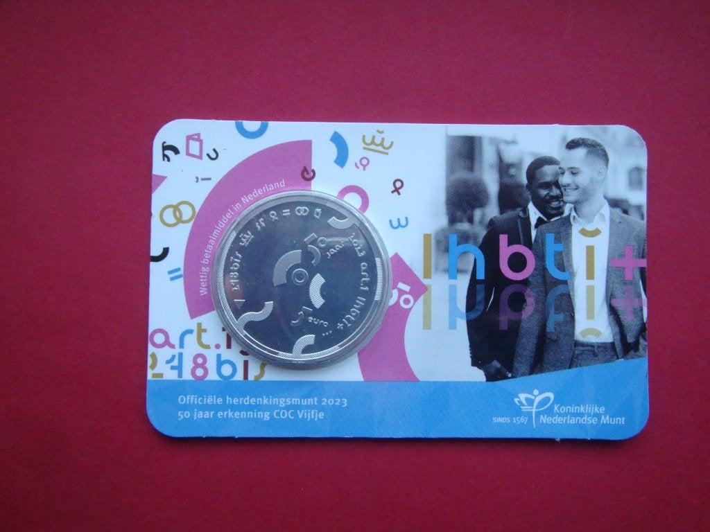 Nederland 5 Euromunt coincard 50 jaar erkenning COC 2023., Postzegels en Munten, Munten | Nederland, Verzenden, Koningin Beatrix