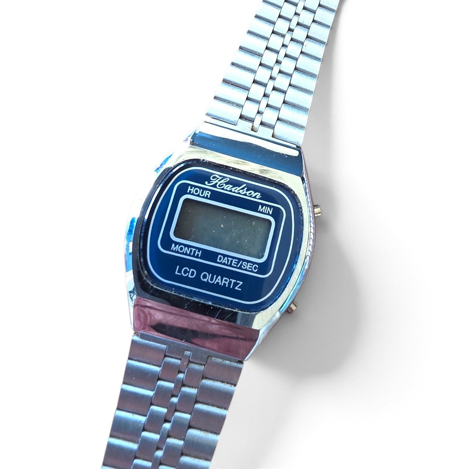 Vintage Hadson LCD Quartz digitaal horloge, Ophalen of Verzenden, Staal, Overige merken, 1960 of later