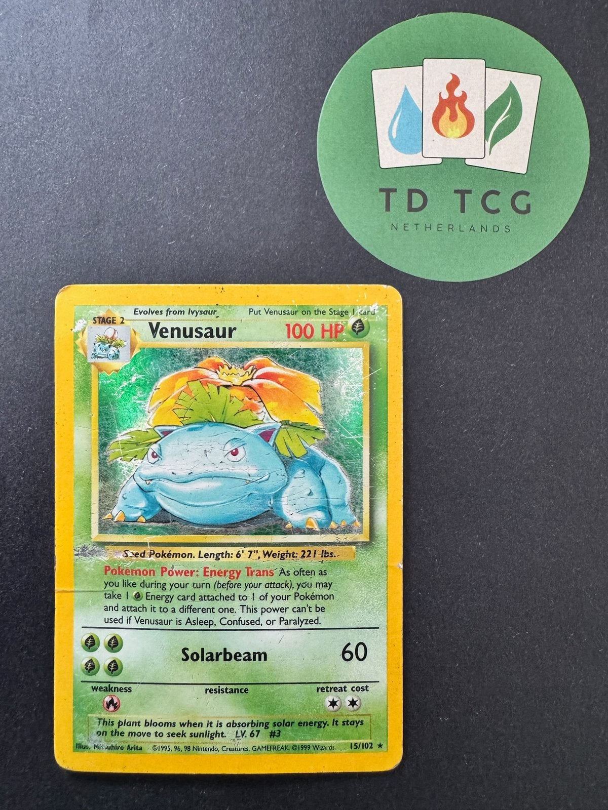 Pokémon kaart Venusaur 15/102 - Base Set, Hobby en Vrije tijd, Verzamelkaartspellen | Pokémon, Ophalen of Verzenden, Gebruikt