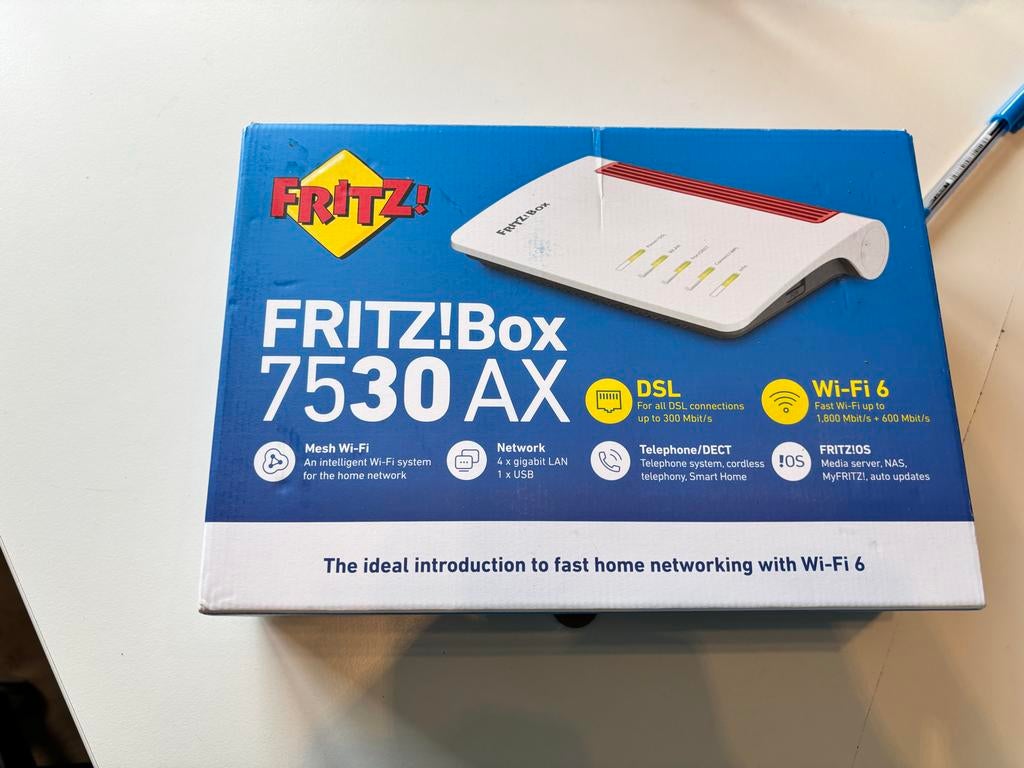 FRITZ!Box 7530 AX, Computers en Software, Routers en Modems, Ophalen of Verzenden, Nieuw, Router met modem