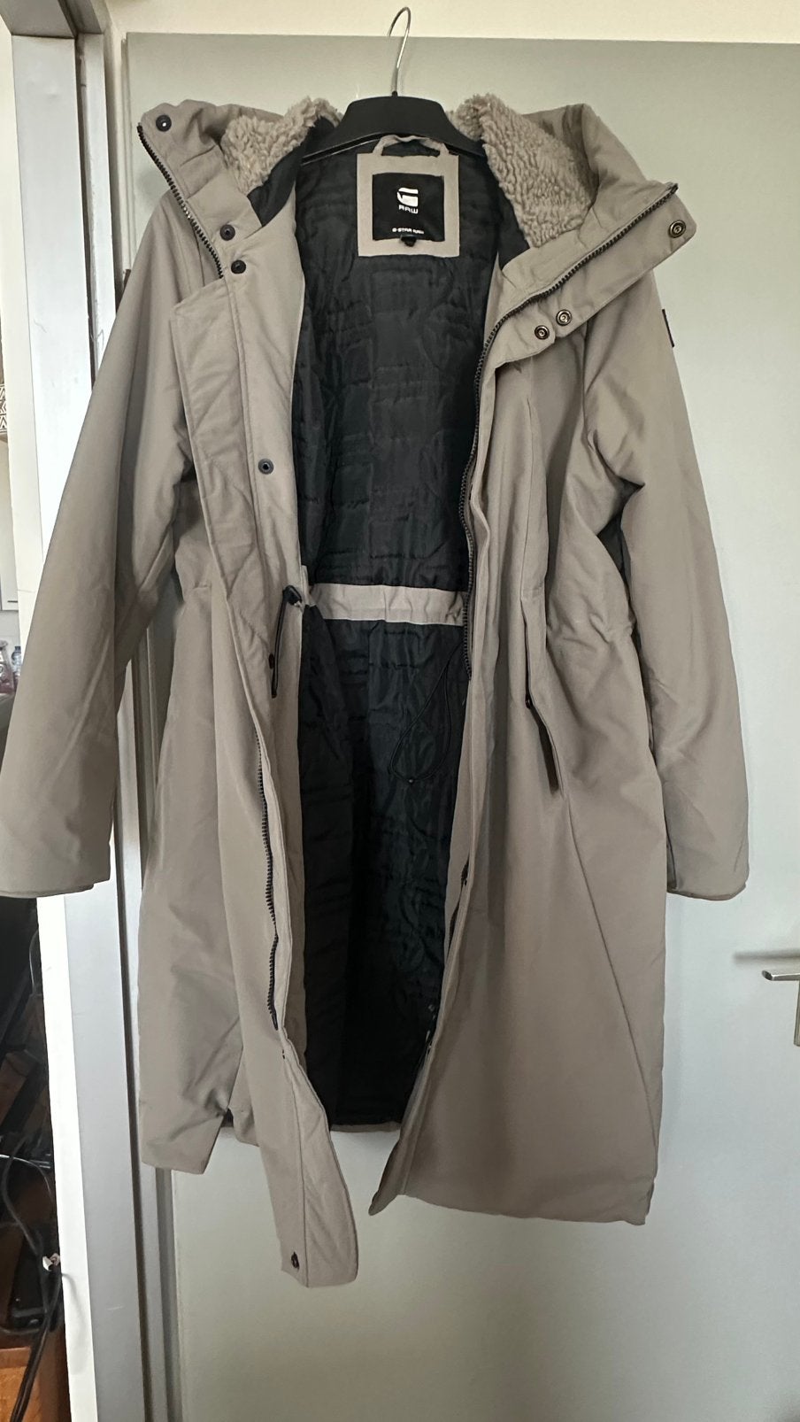 Knielange Gstar winterjas, Ophalen of Verzenden, Zo goed als nieuw, Maat 46/48 (XL) of groter, Grijs