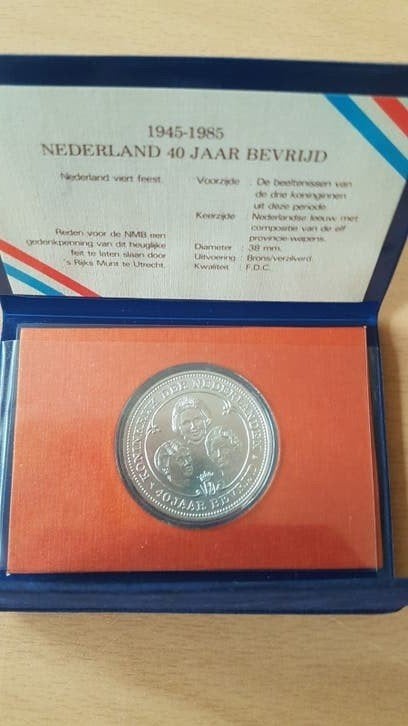 Herdenkingsmunt 40 Jaar Bevrijding 1945-1985 NMB Bank, Postzegels en Munten, Munten | Nederland, Ophalen of Verzenden
