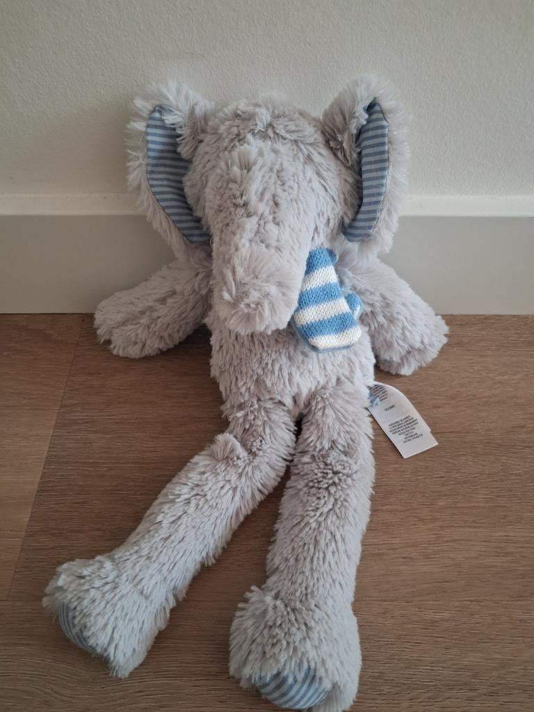 Knuffel olifant Primark sjaal blauw wit grijs L1170, Ophalen of Verzenden, Zo goed als nieuw, Olifant