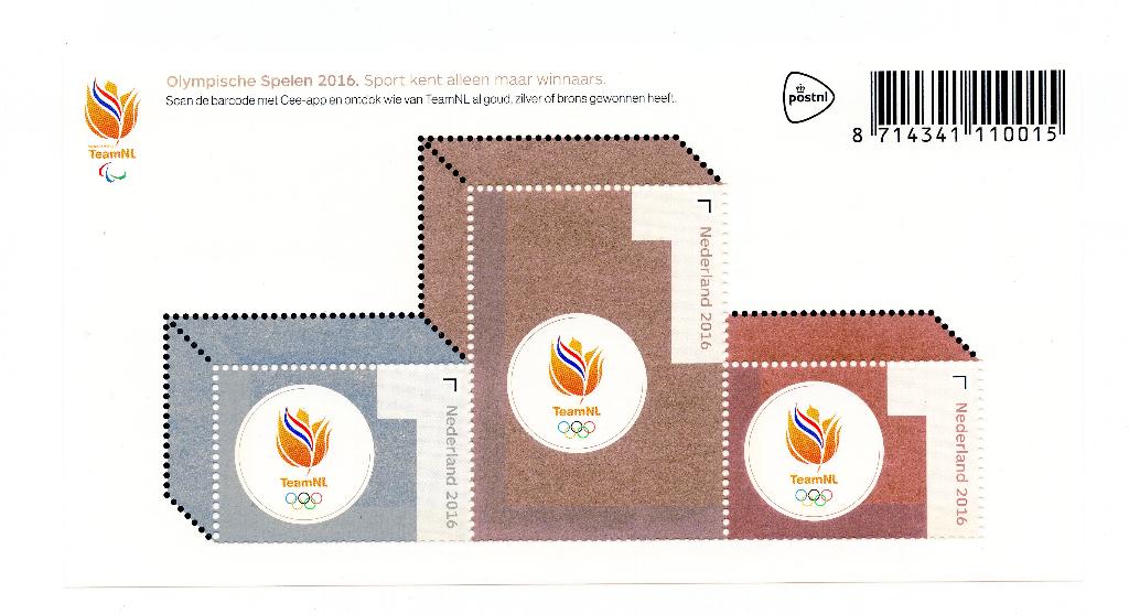 Velletje Olympische Spelen 2016, NVPH 3440, Ophalen of Verzenden, Na 1940, Postfris