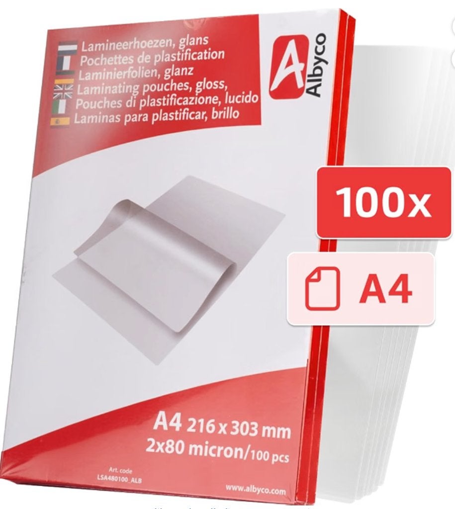 100 lamineerhoezen - A4  - 216x303mm/A4-2x80, Ophalen of Verzenden, Nieuw