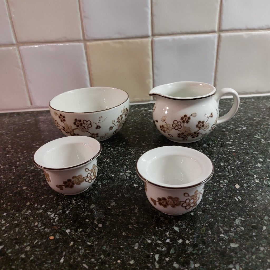 Rörstrand Sweden Japonica suiker en melksetje + 2 eierdopjes, Ophalen of Verzenden