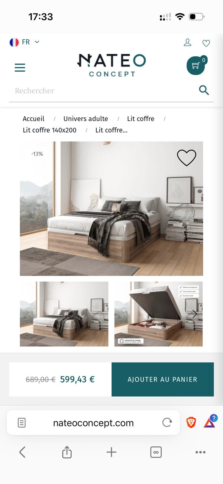 Nieuw opbergbed 140x200 + hoofdbord met opbergruimte – eiken, Bruin, 200 cm, Modern, Hout