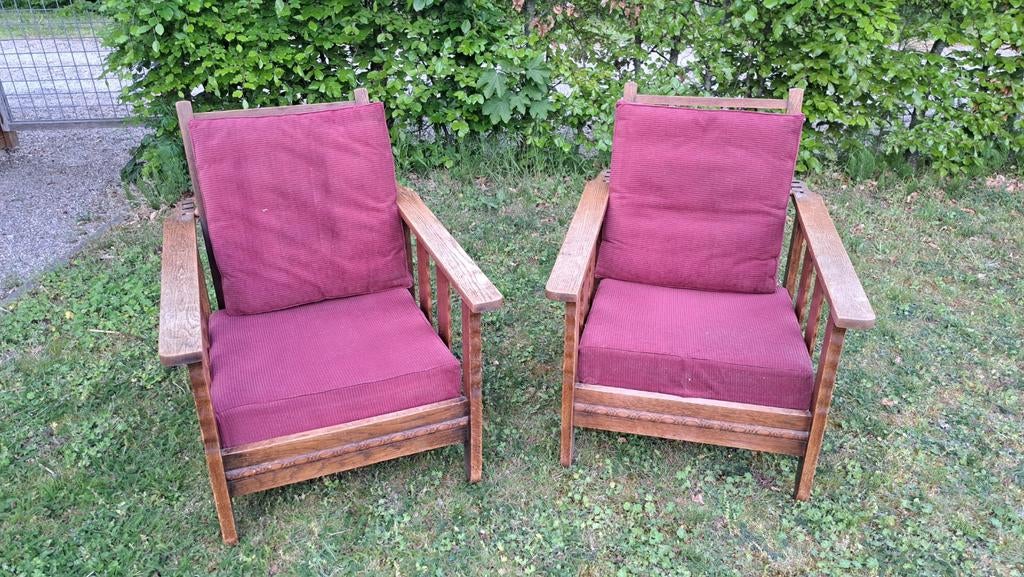 Oude Rookstoelen, Ophalen, Gebruikt, Twee, Rood