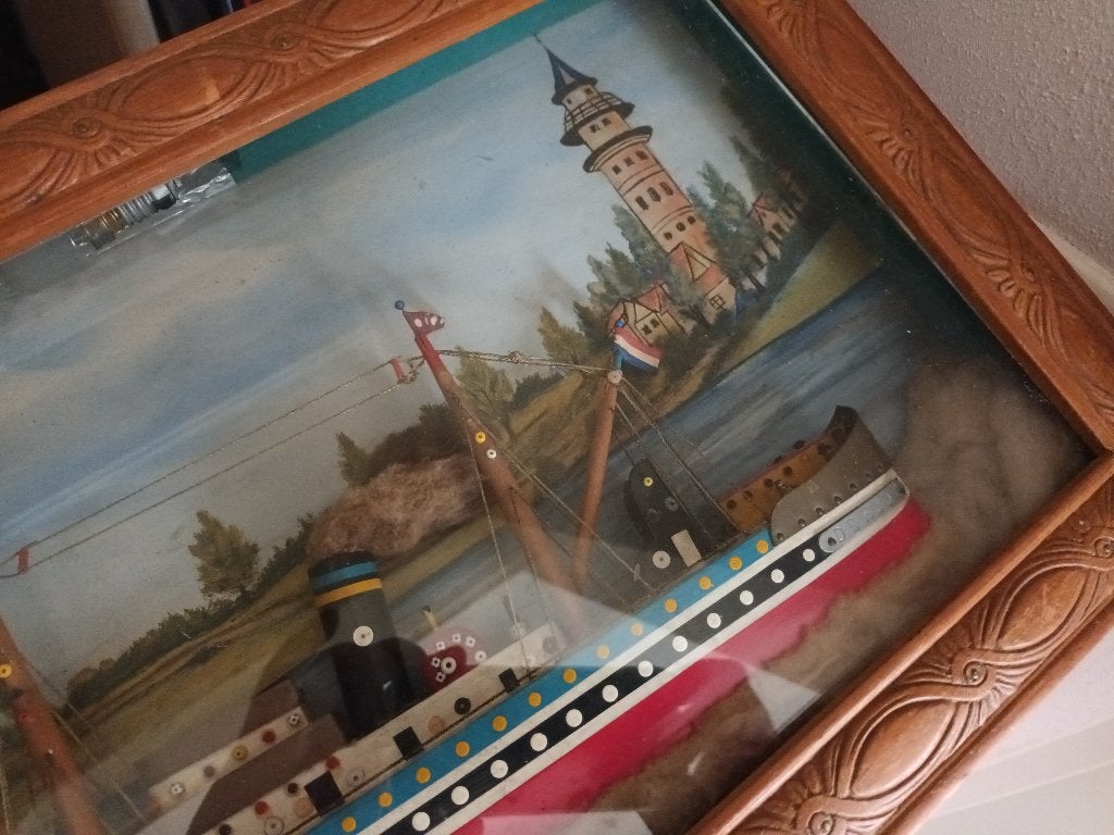 Oud diorama stoomboot stoomschip, Titanic, stoommachine, Antiek en Kunst, Antiek | Speelgoed, Ophalen