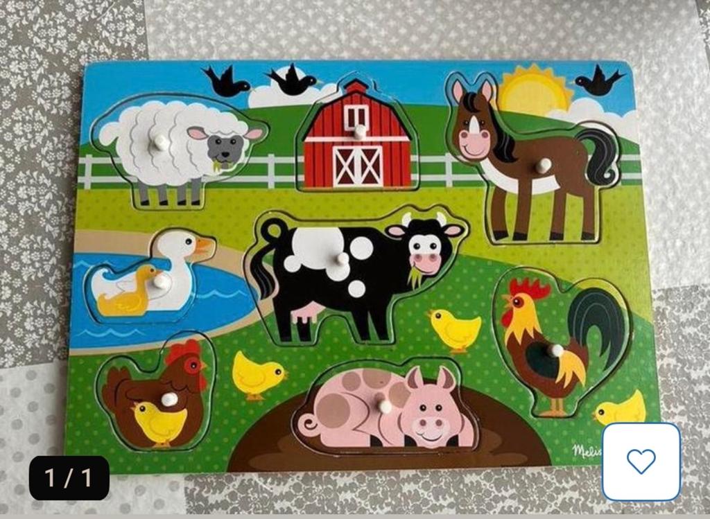 Houten trein en boerderij puzzel - Zo goed als nieuw, Kinderen en Baby's, Speelgoed | Houten speelgoed, Ophalen of Verzenden, Zo goed als nieuw