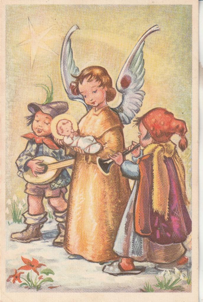 Vintage Kerstkaart B. Hummel 1960, Ophalen of Verzenden, 1960 tot 1980, Gelopen, Kinderen
