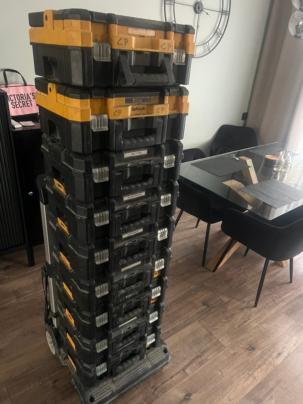 9x DeWalt gereedschapskisten met trolley, Ophalen, Zo goed als nieuw
