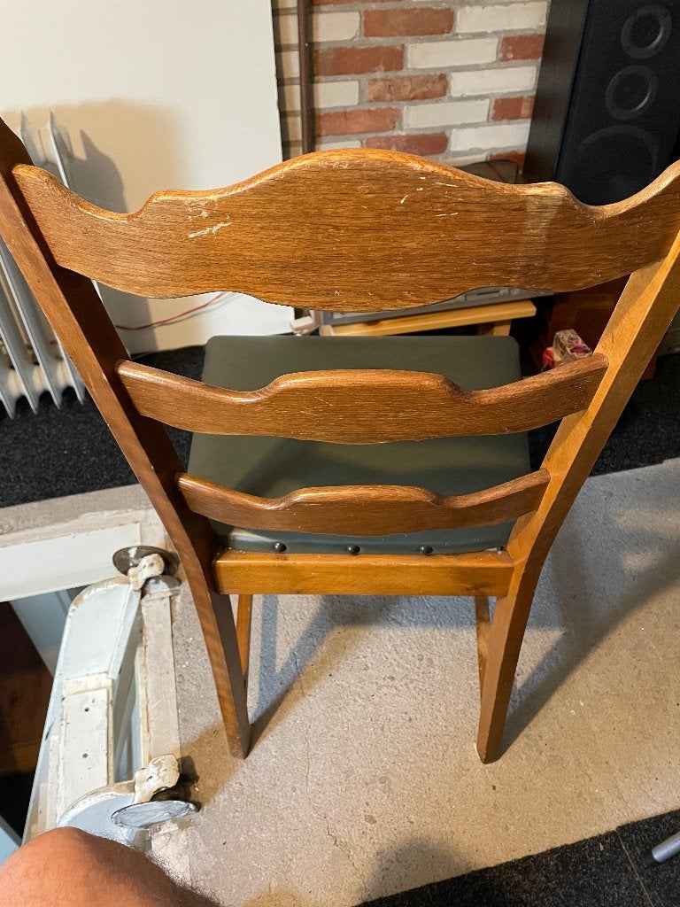 Razorblade stoelen Henning Kjaernulf/ Ladderrug, Ophalen, Razerblade, Gebruikt, Bruin